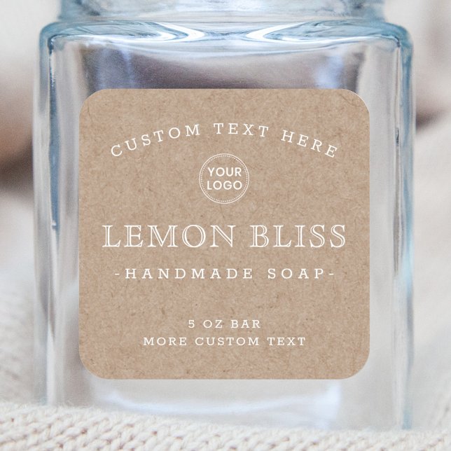 Etiketten für Kraftpapiere mit weißem Text Quadratischer Aufkleber (Von Creator hochgeladen)