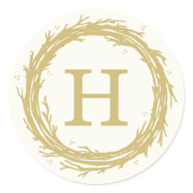 Etiketten für Monogramm-Wreath-Holiday-Aufkleber