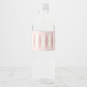 Etiketten für Wasserflaschen im rosa Argyle-Muster