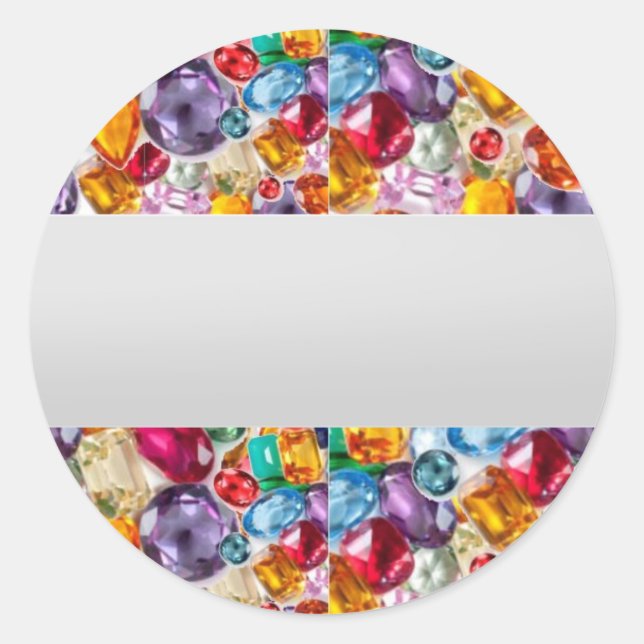 Etiketten GEMS Juwelen TEXT drucken oder Handschre Runder Aufkleber (Vorderseite)