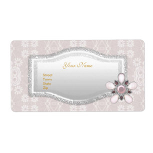 Etiketten Hochzeitsadresse Elegante Spitze Silber 