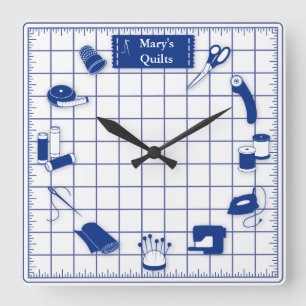 Etiketten-Quilt-Zeit anpassen Quadratische Wanduhr