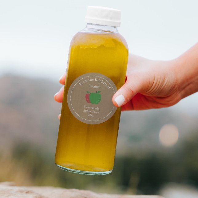 Etikettenaufkleber für Kraft- und Rustikalapfelsaf Runder Aufkleber (Kraft & Rustic Apple Juice Label Sticker)