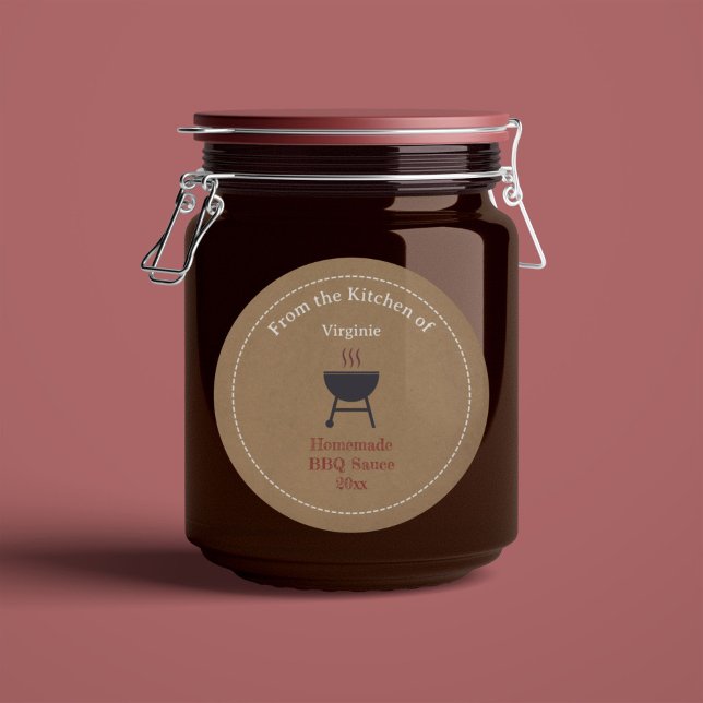 Etikettenaufkleber für Kraft- und Rustikale GRILLE Runder Aufkleber (Kraft & Rustic Barbecue Sauce BBQ Label Sticker)