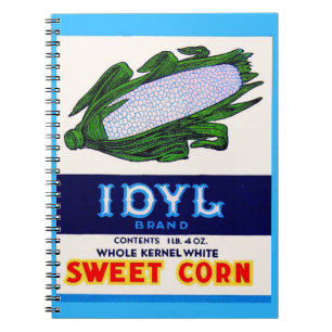 Etikettendruck Idyl Sweet Corn aus den 30er Jahren Notizblock