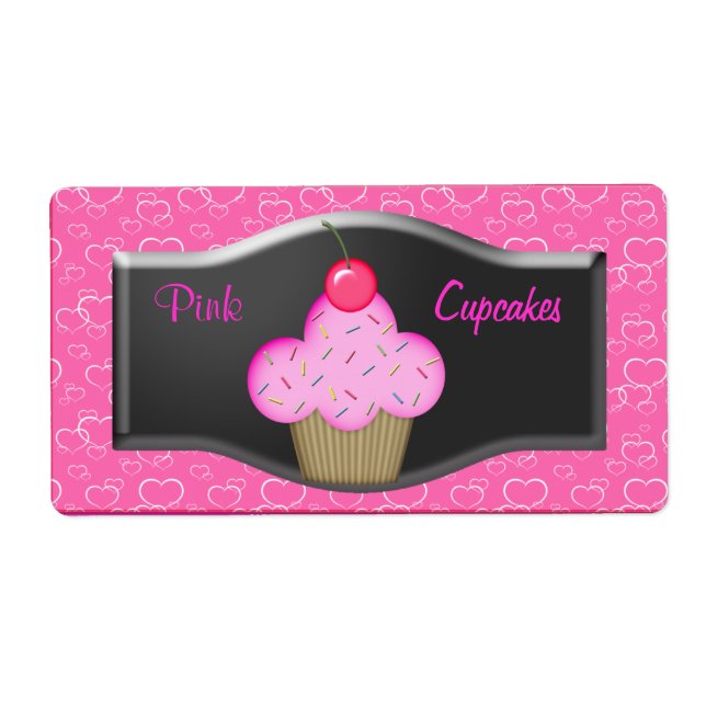 Etikettieren Sie Niedliche rosa Cupcakes (Vorne)