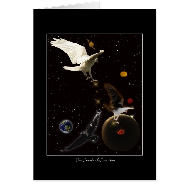 "Étincelle de la création" Cadeaux de corbeau blan (Devant)