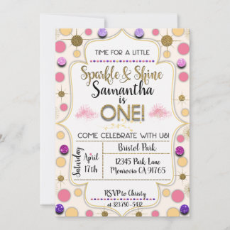 Étincelle et brille première invitation d'annivers