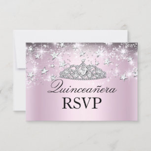 Étincelle rose Tiara Stars Quinceanera RSVP