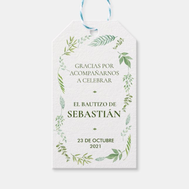 Etiqueta de agradecimiento para bautizo geschenkanhänger (Vorderseite)