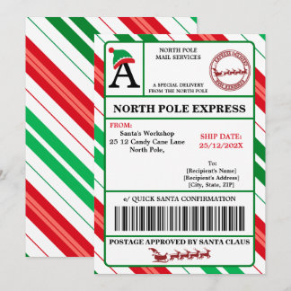 Etiqueta de envío de Papá Noel personalizable Einladung