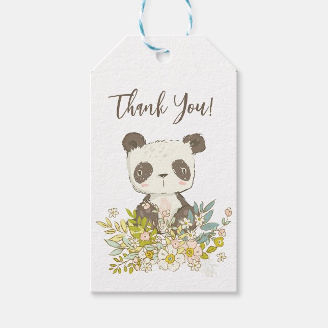 Etiqueta Thank You Baby Shower Panda Geschenkanhänger (Vorderseite)