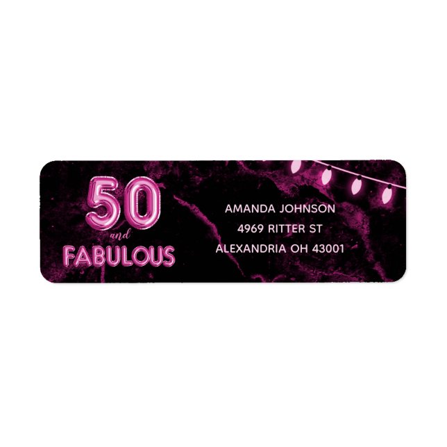 Étiquette 0 & Fabuleux rose et noir 50e anniversaire (Devant)