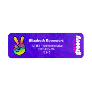Étiquette 100% Groovy Rainbow Hand Peace Sign