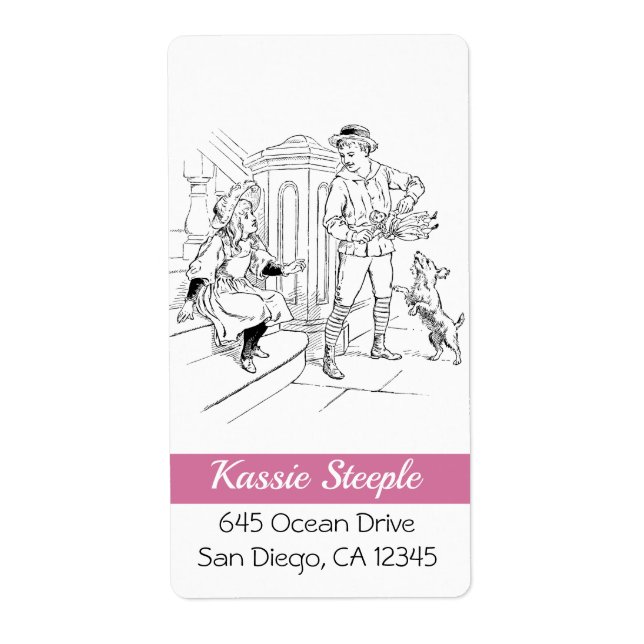 Étiquette 1800 Art Boy Teasing a Girl With Her Doll (Devant)