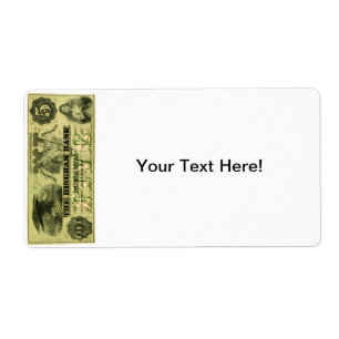 Étiquette 1860 Hingham Massachusetts Note à cinq dollars