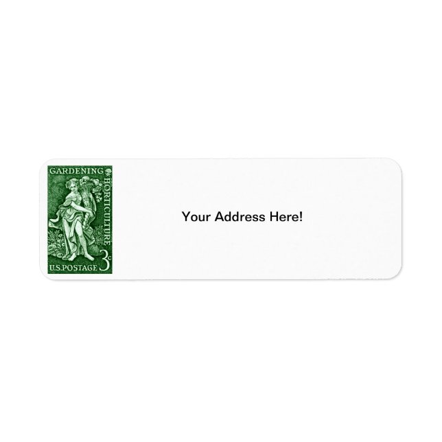 Étiquette 1958 Jardinage + Timbre d'horticulture (Devant)