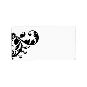 Étiquette 1,25 po x 2,75 po Adresse postale Black White Flor
