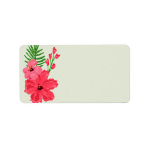 Étiquette 1,25 po x 2,75 po Adresse postale Fleur Hibiscus d