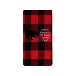 Étiquette 1,25 po x 2,75 po Hershey's Miniature Red Plaid Bl