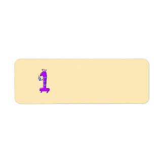 Étiquette 1er anniversaire. Dessin en violet.