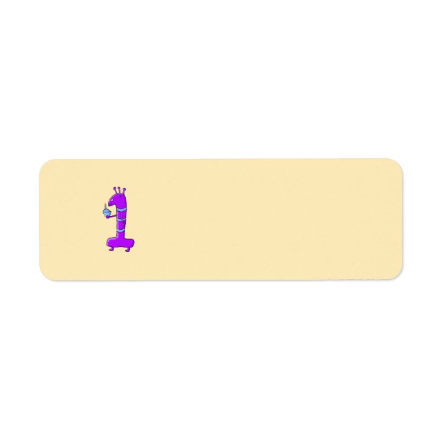 Étiquette 1er anniversaire. Dessin en violet. (Devant)