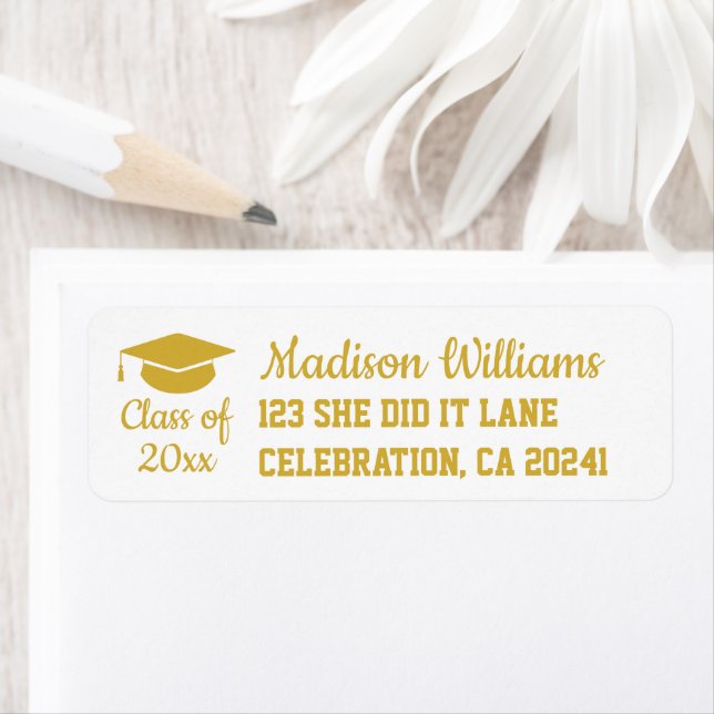Étiquette 2024 Graduation Personnalisée Adresse de retour (En situation)