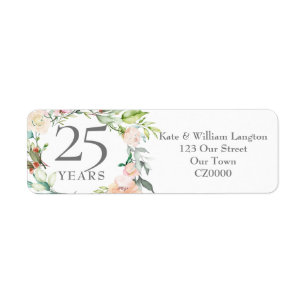 Étiquette 25th Wedding Anniversary Roses Garland Address