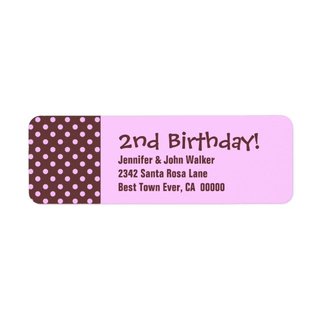 Étiquette 2ème anniversaire mignon Polka Motif (Devant)
