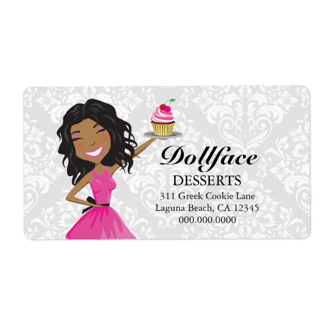 Étiquette 311 Dollface Desserts Hot rose Ebonie Damask (Devant)