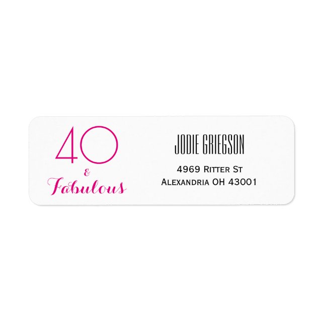 Étiquette 40 et fabuleux 40e Anniversaire Adresse de retour (Devant)