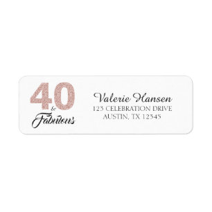 Étiquette 40 et fabuleux 40e Anniversaire Adresse de retour