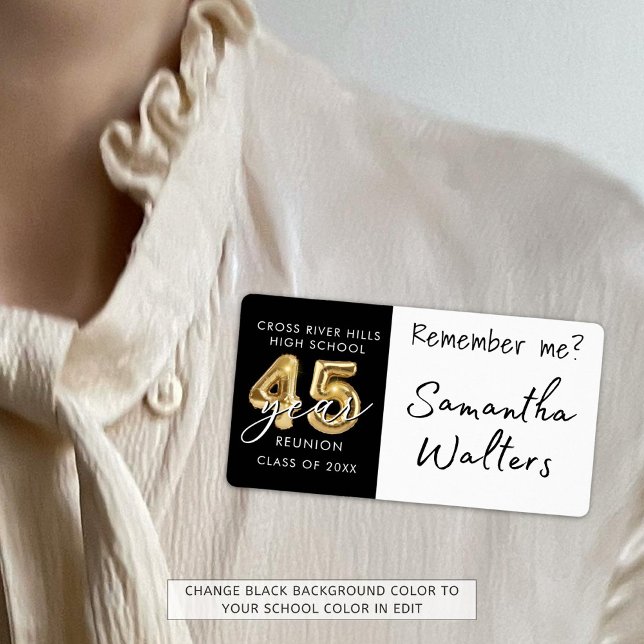 Étiquette 45 Année Classe Réunion Nom Balise Se souvenir de  (Créateur téléchargé)