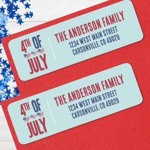Étiquette 4 juillet Parti American Flag Adresse patriotique