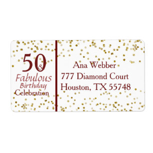 Étiquette 50 and Fabulous Birthday Burgundy & Gold