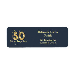 Étiquette 50 ans épousant l'adresse de retour de fête