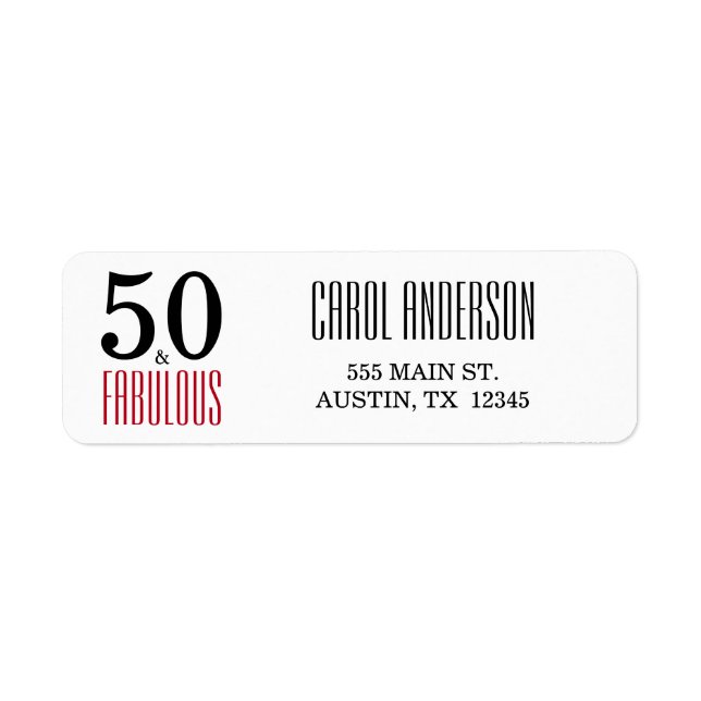 Étiquette 50 et fabuleux 50e Anniversaire Adresse de retour (Devant)
