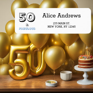 Étiquette 50 et Fabuleux Anniversaire Adresse de retour