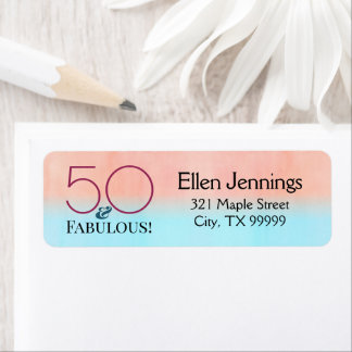 Étiquette 50 et fabuleux Anniversaire Pink Adresse de retour