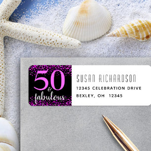 Étiquette 50 et fabuleux anniversaire rose noir adresse mode