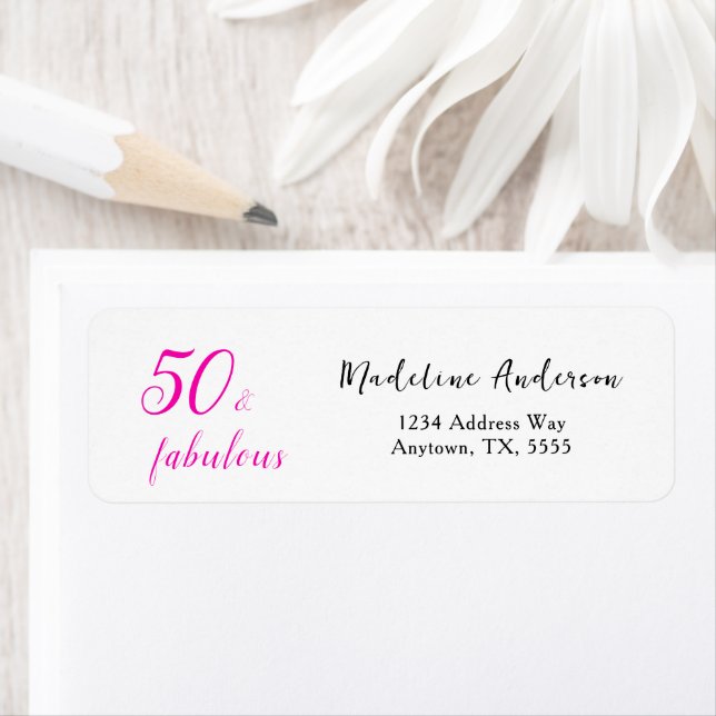 Étiquette 50 et fabuleux rose 50e anniversaire Adresse de re (En situation)