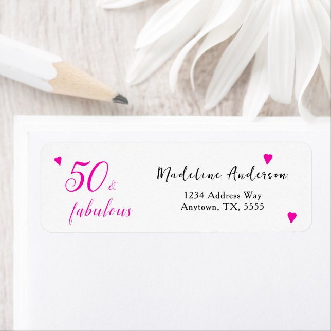 Étiquette 50 et fabuleux rose 50e anniversaire Adresse de re (En situation)