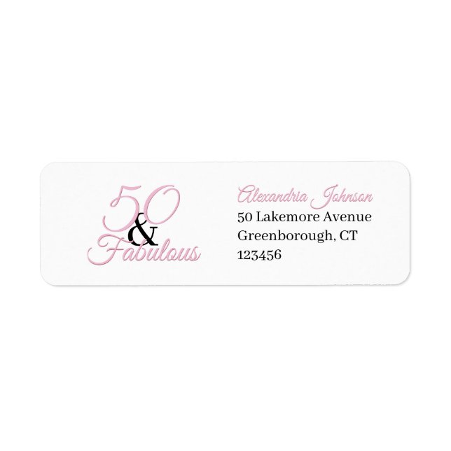 Étiquette 50 et fabuleux rose Anniversaire Adresse de retour (Devant)