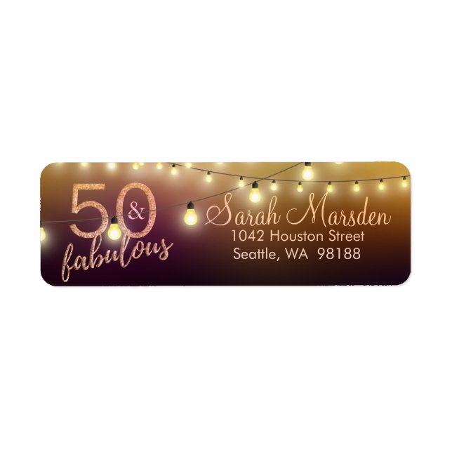 Étiquette 50 et Fabulous Lights Gold Black 50e anniversaire (Devant)