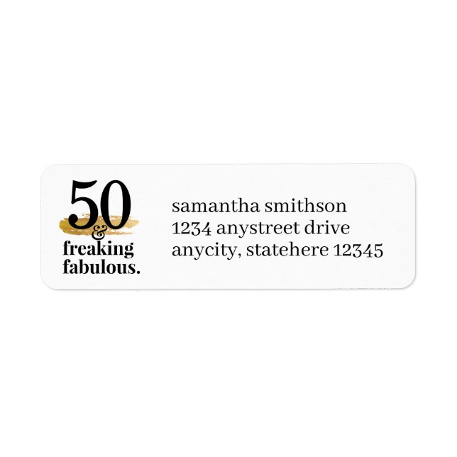 Étiquette 50 et Freaking Fabulous Funny Adresse de retour (Devant)
