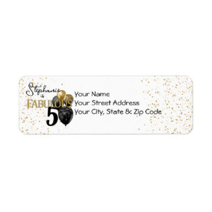 Étiquette 50 & Fabulous Black Gold Glam Adresse de retour La