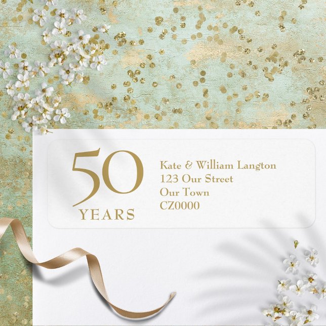 Étiquette 50e anniversaire de Mariage Gold Adresse (50th Wedding Anniversary Gold Address Label)