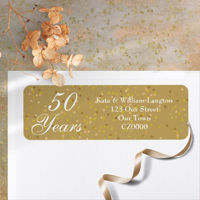 Étiquette 50e anniversaire de Mariage Gold Dust Confetti (50th Wedding Anniversary Gold Dust Confetti Label)