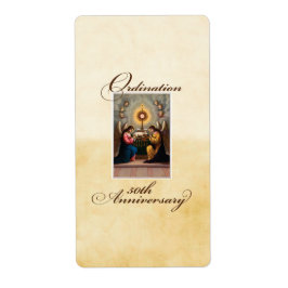 Étiquette 50e anniversaire d'ordination Anges à l'autel