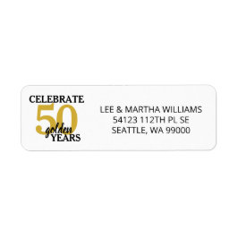 Étiquette 50e Anniversary Celebrate 50 Golden Years Simple
